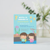 水中動物水槽子供の誕生日パーティー 招待状 (スタンド正面)