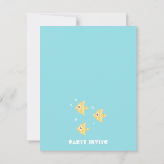 水中動物水槽子供の誕生日パーティー 招待状 (裏面)