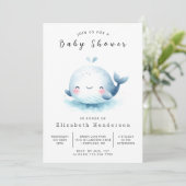 水中印刷可能なクジラの赤ちゃんシャワー 招待状 (スタンド正面)