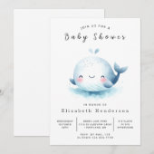 水中印刷可能なクジラの赤ちゃんシャワー 招待状 (正面/裏面)