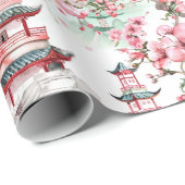 水中国の彩塔 – さくらんぼ花(10) ラッピングペーパー (ロールコーナー)