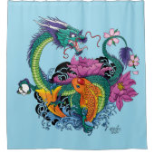 水中国の竜コイ魚 シャワーカーテン (正面)
