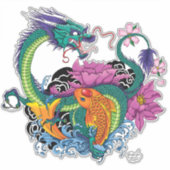 水中国の竜コイ魚 シール (正面)