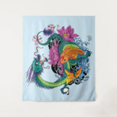 水中国の竜コイ魚 タペストリー (正面)