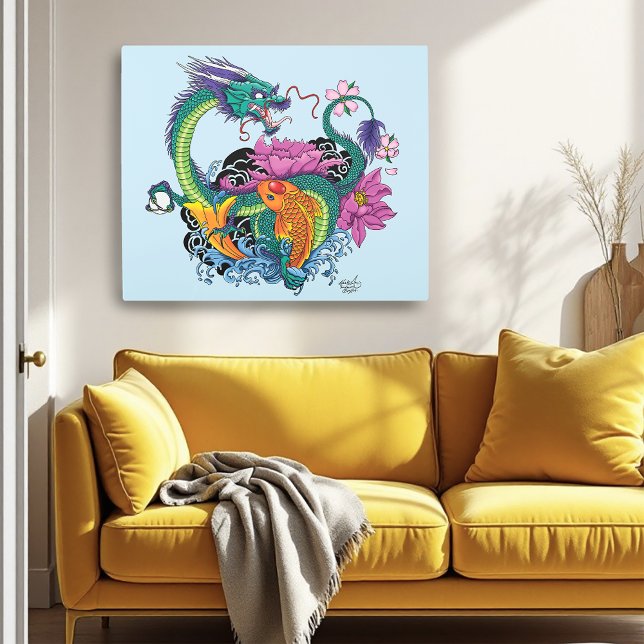 水中国の竜コイ魚 メタルプリント (クリエイターアップロード済み)