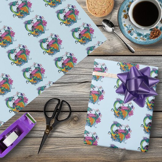 水中国の竜コイ魚 ラッピングペーパー