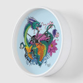 水中国の竜コイ魚 壁時計 (傾斜)