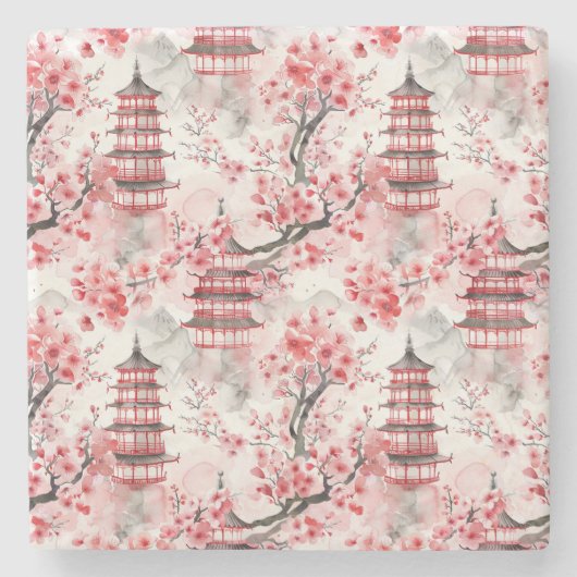 水中国の色さくらんぼ塔(9) ストーンコースター (正面)