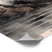 水中国の色の冬の川と山 ポスター (角)