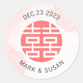 水中国の色の牡丹結婚の ラウンドシール (正面)