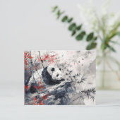 水中国の色パンダと竹 ポストカード (スタンド正面)