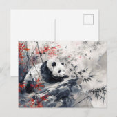 水中国の色パンダと竹 ポストカード (正面/裏面)