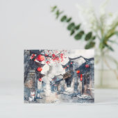 水中国の色ランタン灯の旧市街 ポストカード (スタンド正面)