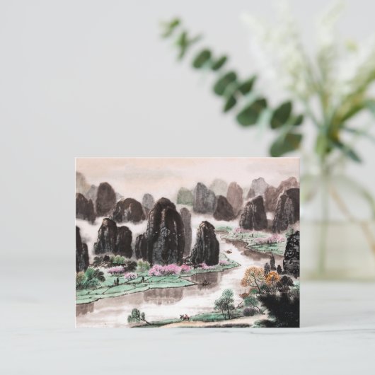 水中国の色絵を描、旅人の歌 ポストカード (スタンド正面)