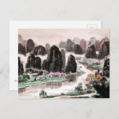 水中国の色絵を描、旅人の歌 ポストカード (正面/裏面)