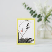 水中国の色絵画・鳥類・蓮葉色 名刺 (スタンド正面)