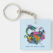 水中国の龍コイ魚QRコード キーホルダー (正面)