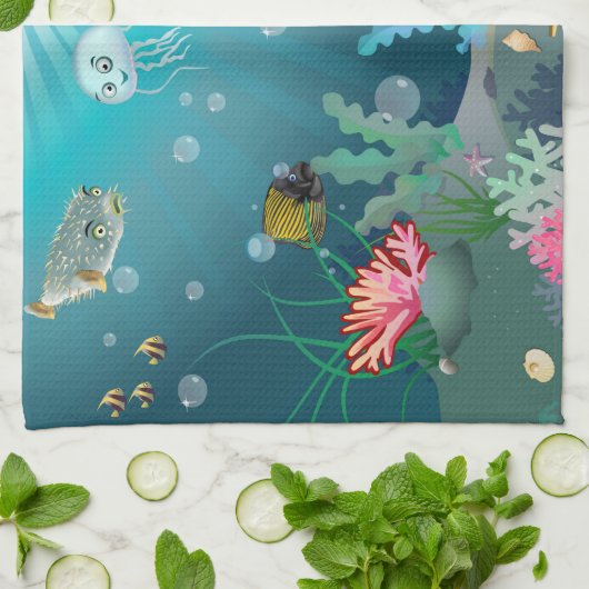 水中場面 キッチンタオル (折り畳み)