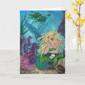 "水中宝物"人魚の空白のな挨拶状 カード (黄色い花)