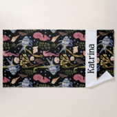 水中宝物 – 魚、シーホース、シェル ビーチタオル (正面)