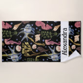 水中宝物 – 魚、貝殻、海馬 ビーチタオル (正面)
