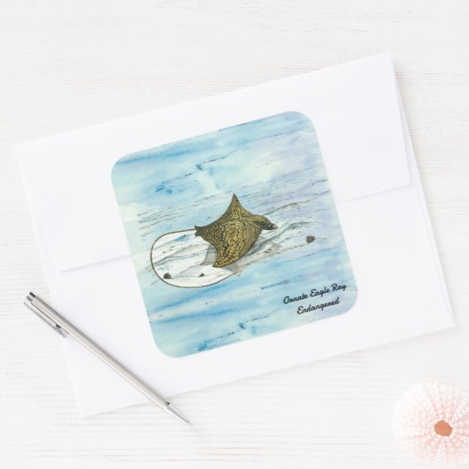 水中手色彩の鮮やか絶滅危惧種イーグル線 スクエアシール (封筒)