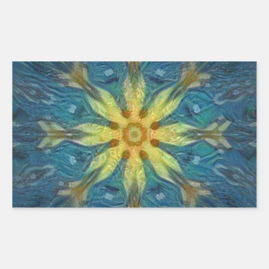 水中抽象芸術シール 長方形シール (正面)