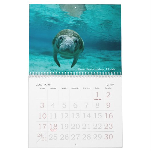 水中旅行2014のカレンダー カレンダー (1月 2027)
