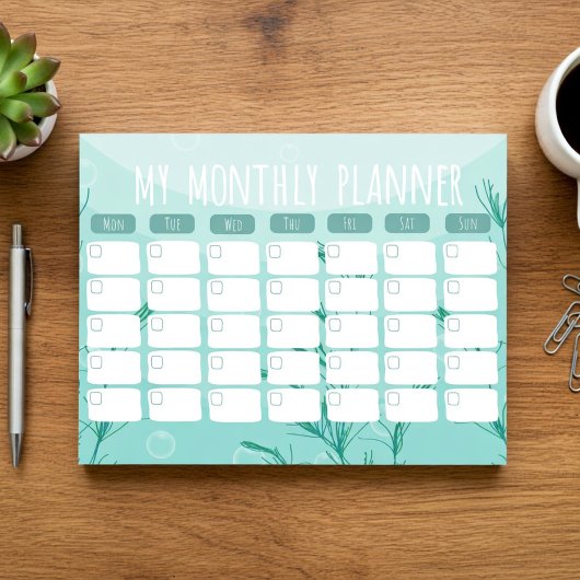 水中月次プランナーメモ帳 ノートパッド