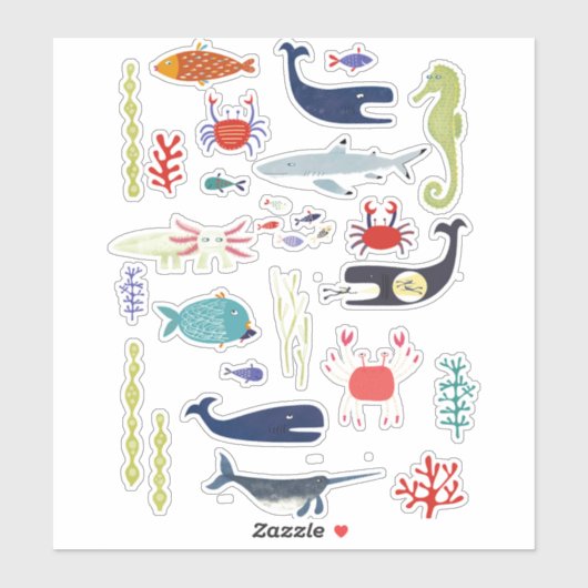 水中水中競技動物 シール (シート)