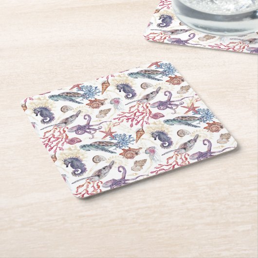 水中水色合成シリーズデザイン1 スクエアペーパーコースター (アングル)