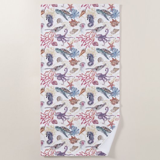 水中水色合成シリーズデザイン1 ビーチタオル (正面)