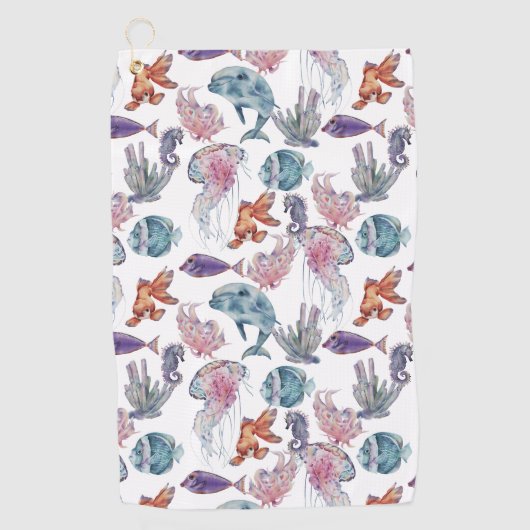 水中水色合成シリーズデザイン2 ゴルフタオル (正面)