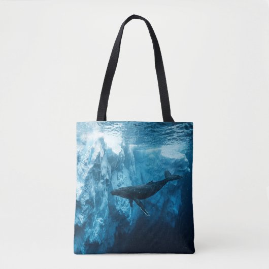 水中氷山とザトウクジラ トートバッグ (正面)