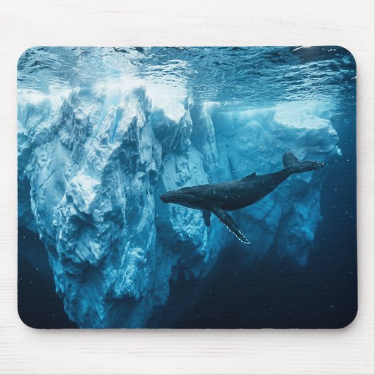 水中氷山とザトウクジラ マウスパッド (正面)