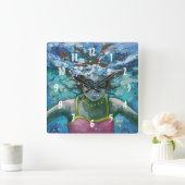 水中泳ぎ スクエア壁時計 (ホーム)