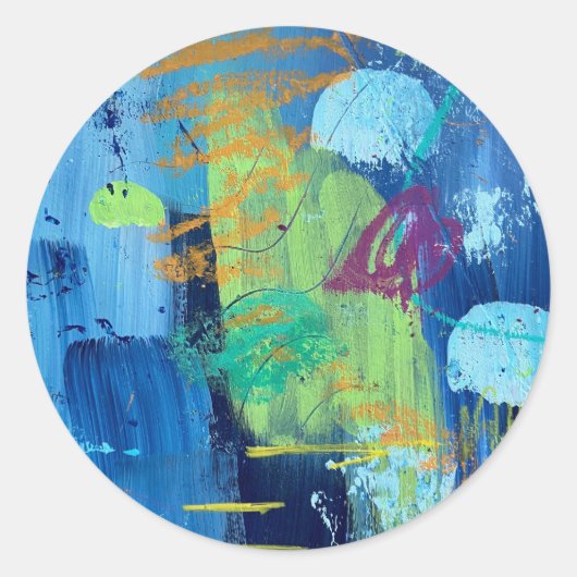 水中洞窟のシールデザイン ラウンドシール (正面)