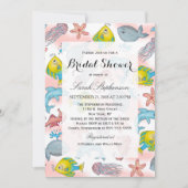 水中海の創造物の水彩画のイラストレーション 招待状 (正面)