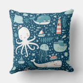 水中海洋生命枕、航海の海 クッション (裏面)