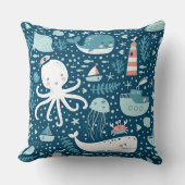 水中海洋生命枕、航海の海 クッション (正面)