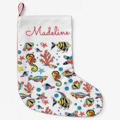 水中海洋生活パターン|名前の追加 スモールクリスマスストッキング (正面)