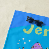 水中海洋生物のおもしろい漫画 ビーチタオル (インサイチュ)