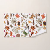 水中海洋生物のイラストパターン バスタオルセット (ハンドタオル)