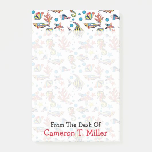 水中海洋生物パターン|はあなたの名前を加えます ポストイット (正面)