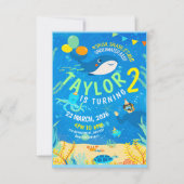 水中海洋生物誕生日 招待状 (正面)