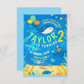 水中海洋生物誕生日 招待状 (正面/裏面)