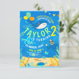 水中海洋生物誕生日 招待状