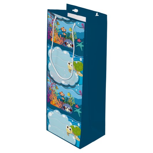 水中海獣ウミガメ海藻  ワインギフトバッグ (正面アングル)