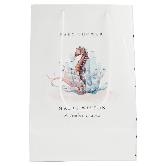 水中海藻サンゴ赤ちゃんシャワー ミディアムペーパーバッグ (裏面)