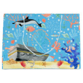 水中深海イルカ船難破 ラージペーパーバッグ (正面)